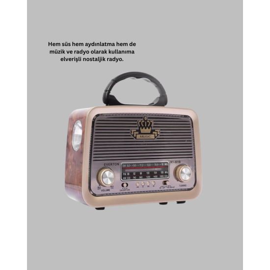 Taşınabilir Nostalji Radyo Bluetooth USB AUX Girişli