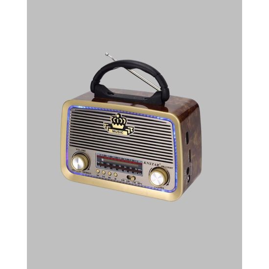 Nostalji Bluetooth Radyo FM AM SW Ahşap Eskitme Tasarım