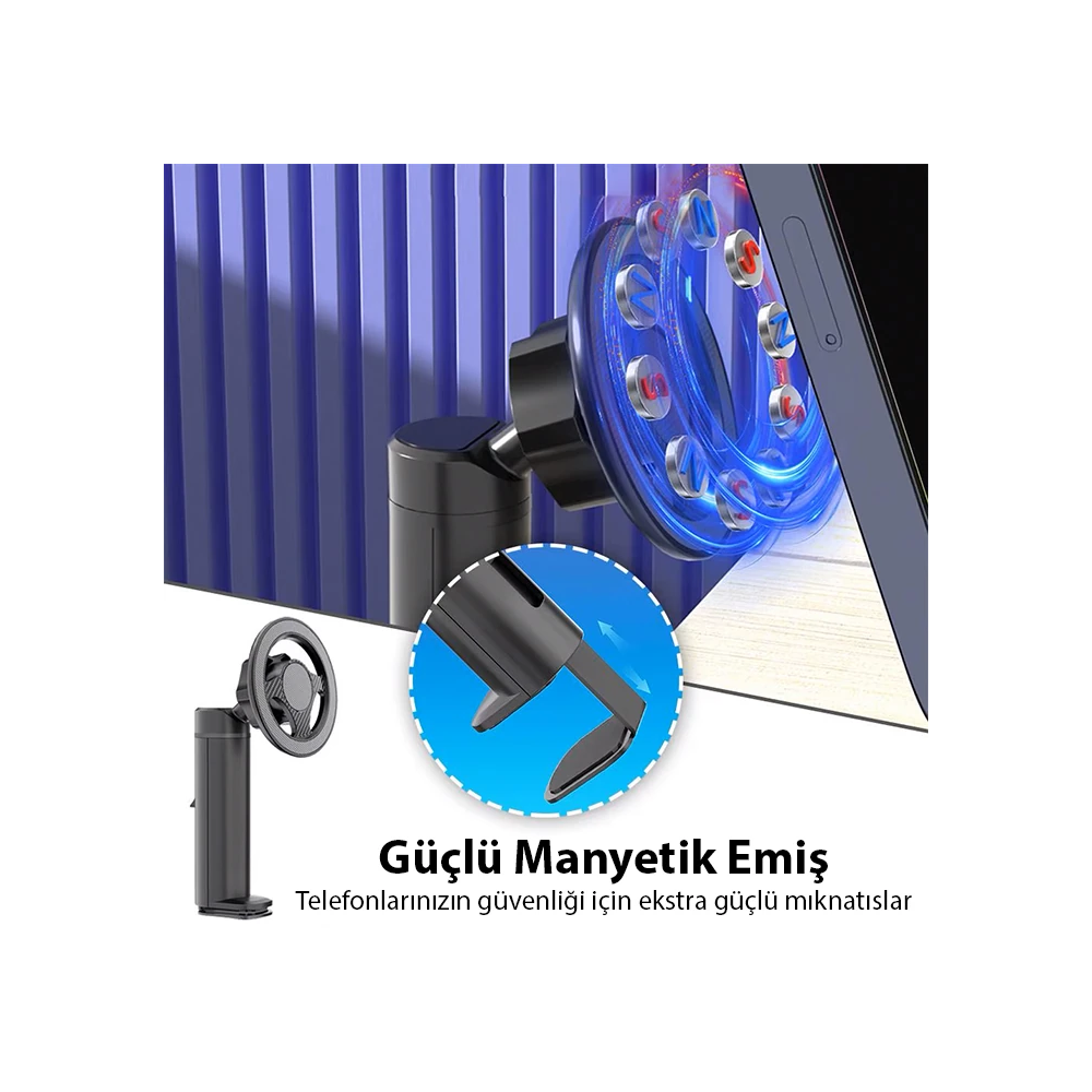 ALLY Magsafe Uyumlu Masa Koltuk Klipsli Manyetik Telefon Tutucu