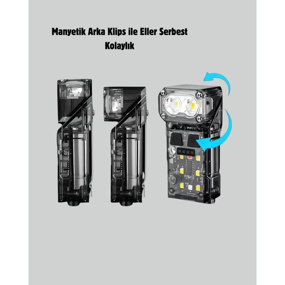 3’ü 1 Arada LED Far Şarj Edilebilir Sensörlü Manyetik 10 Saat Kullanım