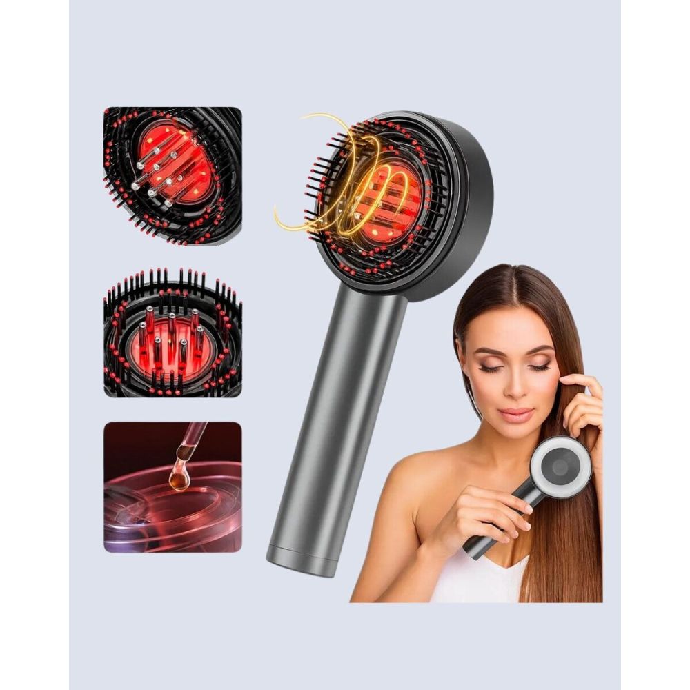 Şarjlı Saç Derisi Masaj Cihazı Kırmızı Işık ve 3D Tarak Dişli