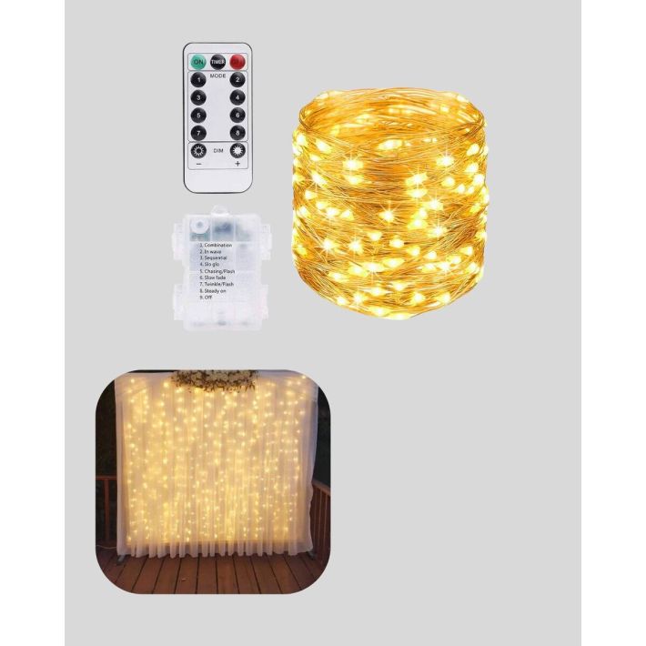 Dekoratif Perde Peri Led Günışığı Renk 8 Fonksiyonlu Işık