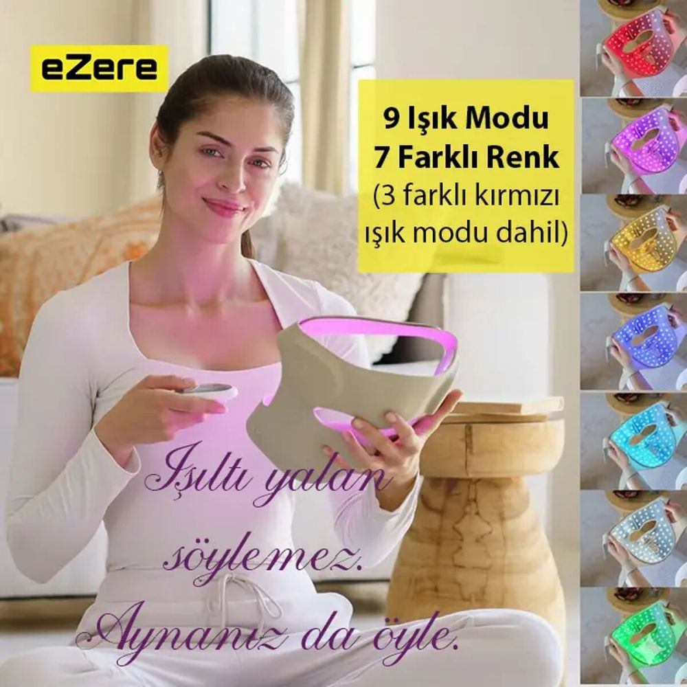 EZERE Yüz İçin Şarjlı 9 Modlu Kızılötesi & Kırmızı Işık Terapisi Maske
