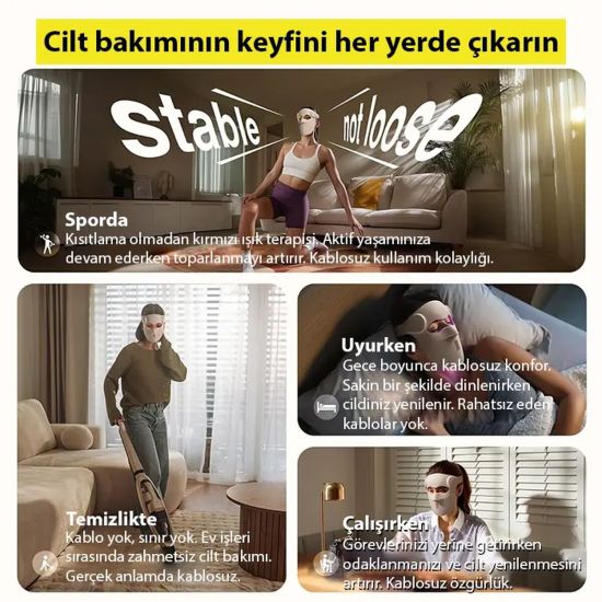 EZERE Yüz İçin Şarjlı 9 Modlu Kızılötesi & Kırmızı Işık Terapisi Maske
