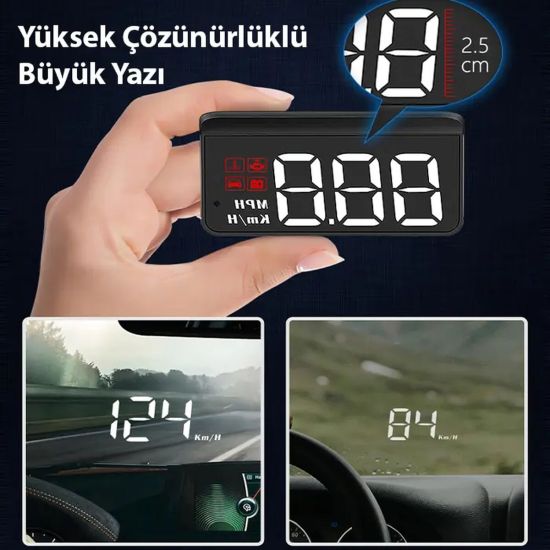 ALLY M3 HUD OBD2 Head-Up Display Dijital Hız Göstergesi E-OBD ve GPS D