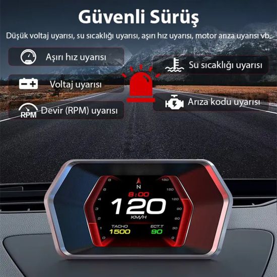 Ally A520 OBD2 + GPS Head Up Display HUD Dijital Hız Göstergesi RPM & 