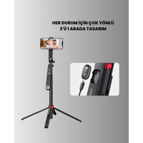 Canlı Yayın ve Fotoğraf İçin Tripodlu Telefon Tutucu