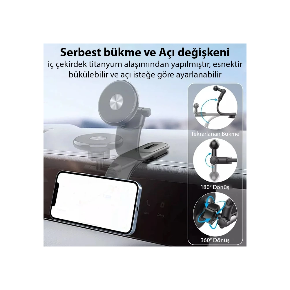 ALLY Ayarlanabilir Araç İçi Torpido Üstü Manyetik Telefon Tutucu