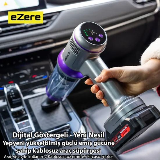 Ezere Powerstorm Kablosuz El Süpürgesi 20000Pa Çekim Gücü 3 Kademeli H