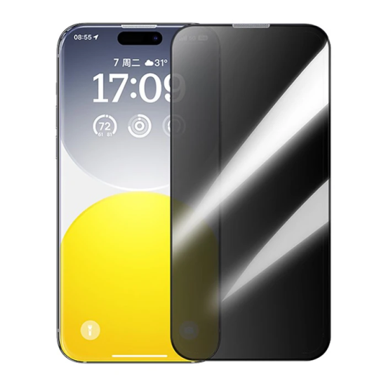 Baseus Corning iPhone 15 Privacy Hayalet Full Koruma Tempered Cam Ekra