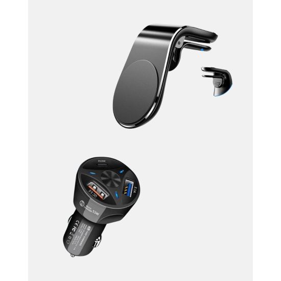 Araç İçi Telefon Tutucu + Quick Charge 3.0 Araç Şarj Cihazı Seti