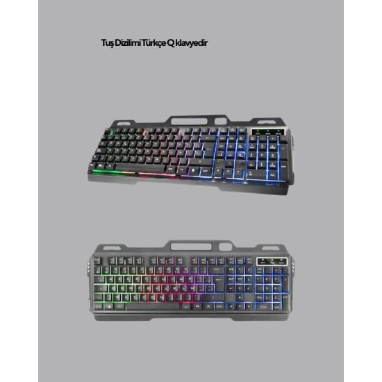 Gaming Set Işıklı Klavye Mouse + Bluetooth 5.2 Kulaklık Oyuncu Paketi