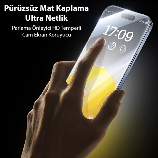 Baseus Crystalline iPhone 15 Pro Full Koruma Anti Mavi Işık Tempered C