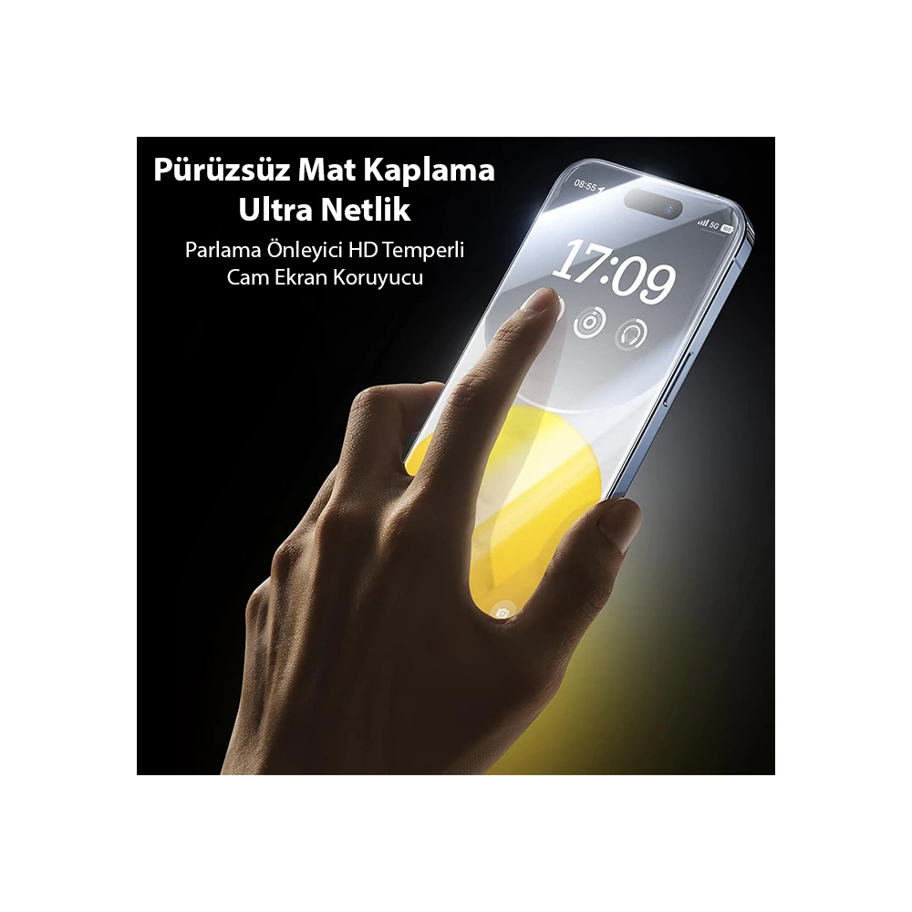 Baseus Crystalline iPhone 15 Pro Full Koruma Anti Mavi Işık Tempered C