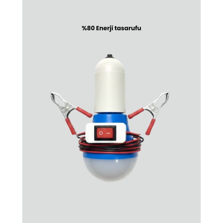 12V LED Ampul Timsah Kıskaçlı Taşınabilir Aydınlatma