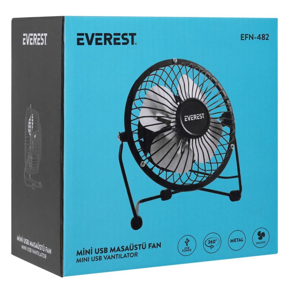 EVEREST EFN-482 Metal Kanat Masaüstü USB Vantilatör