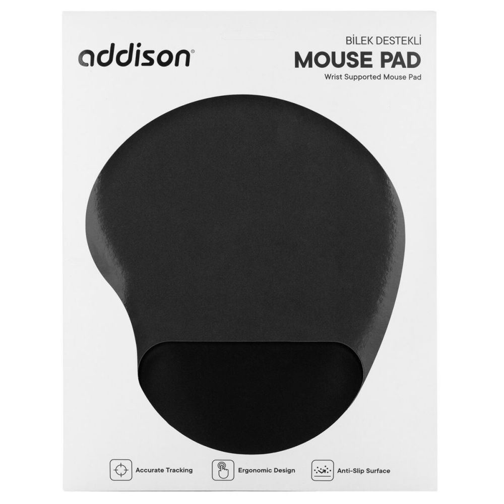 ADDISON 300521 250x197x5mm Bileklik Destekli Mouse Pad (Siyah)