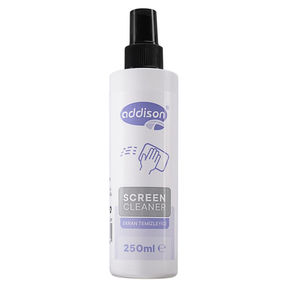 ADDISON 300871 Ekran Temizleyici Sprey 250ml. Microfiber Bez ile Birli