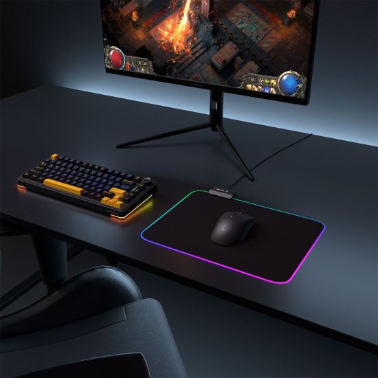 Rampage MP-23 BLITZ M RGB 252x328x3mm RGB Led Gaming MOUSE PAD (Siyah)