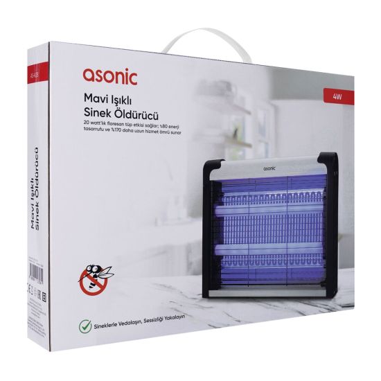 ASONIC AS-A28 Siyah 4W 2000V Masaüstü Zincir Askılı 2adet UV Mor Işıkl