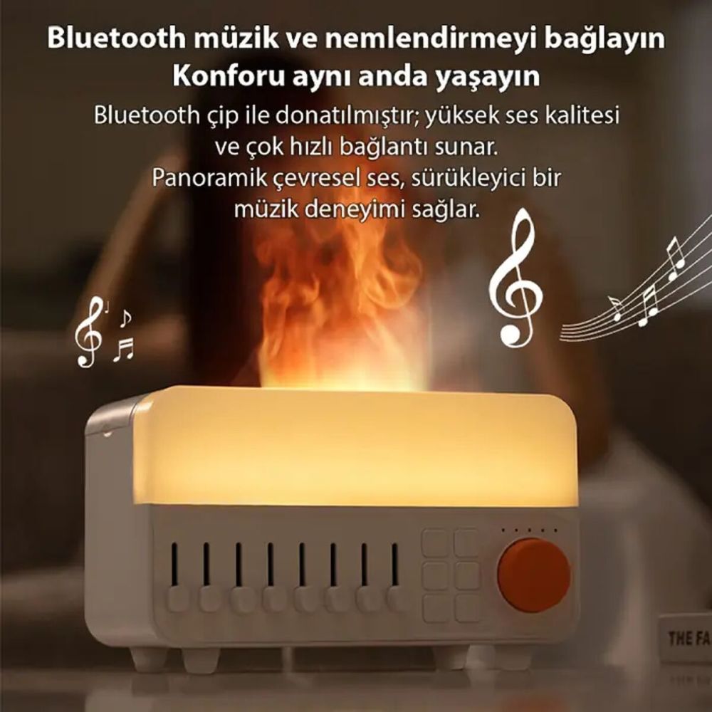 Ezere A14 Bluetooth Hoparlörlü Alev Efektli 8 Sesli Renkli Alev Görünü