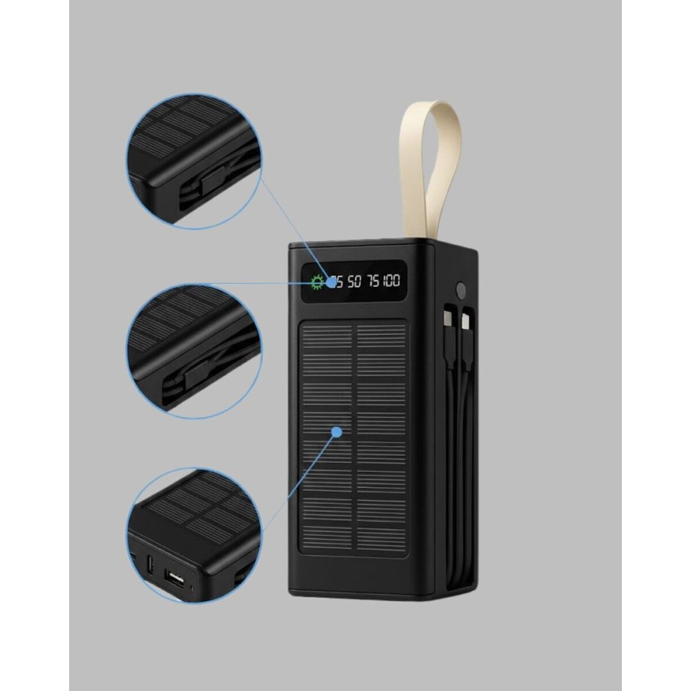 Güneş Panelli Powerbank LED Işıklı Taşınabilir Şarj Cihazı