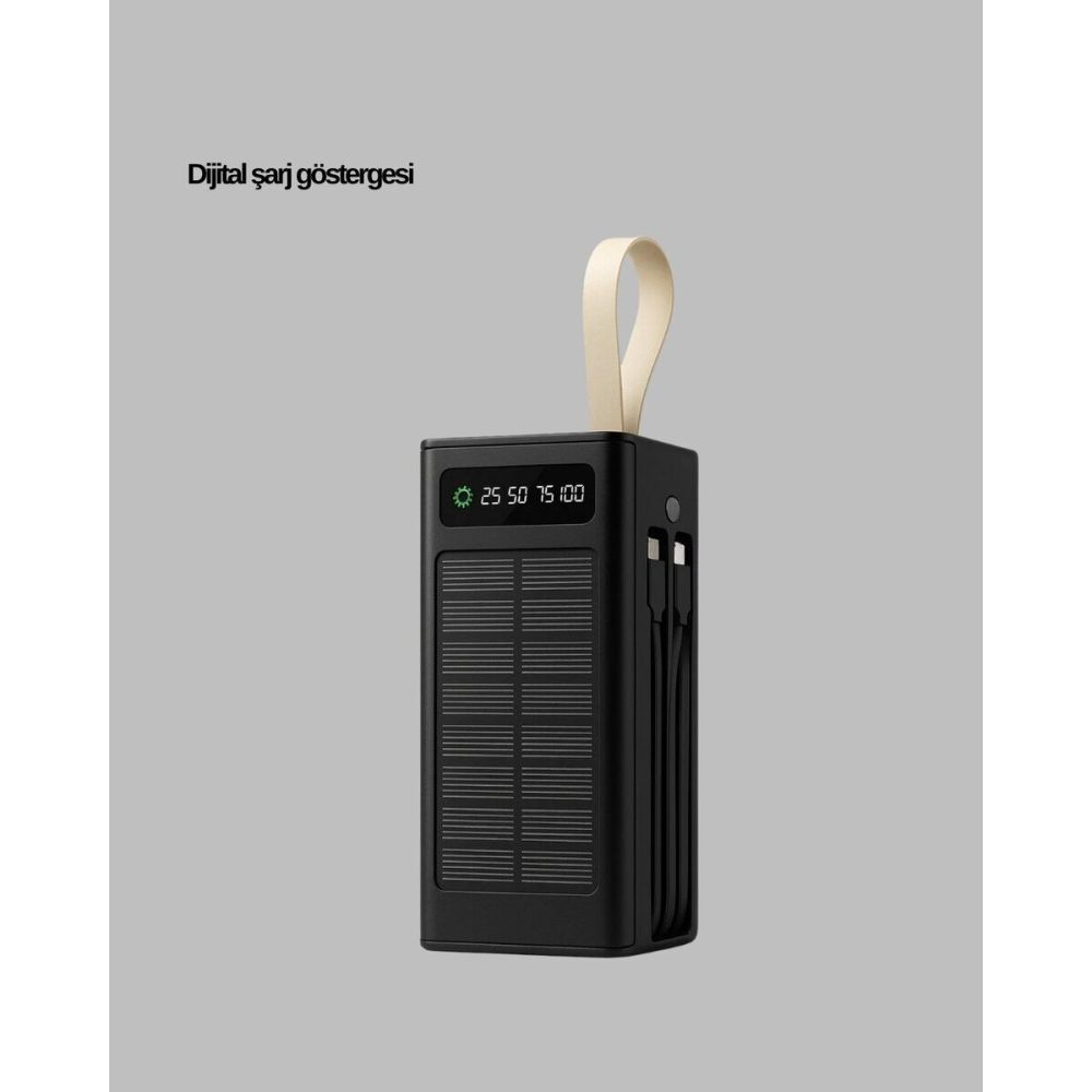 Güneş Panelli Powerbank LED Işıklı Taşınabilir Şarj Cihazı