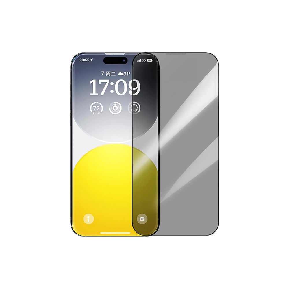 Baseus Crystalline iPhone 15 Pro Max Privacy Hayalet Full Koruma Cam E