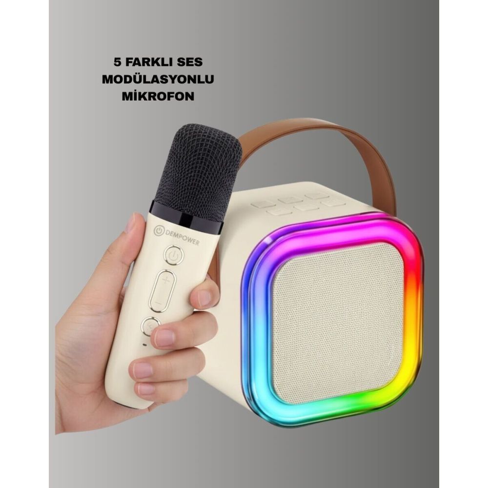Karaoke Mikrofon Hoparlör Seti 6 Saat Kullanım Süresi
