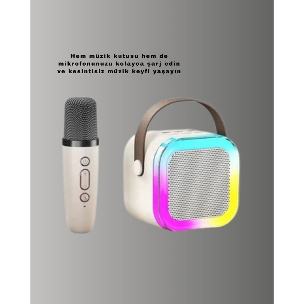 Karaoke Mikrofon Hoparlör Seti 6 Saat Kullanım Süresi