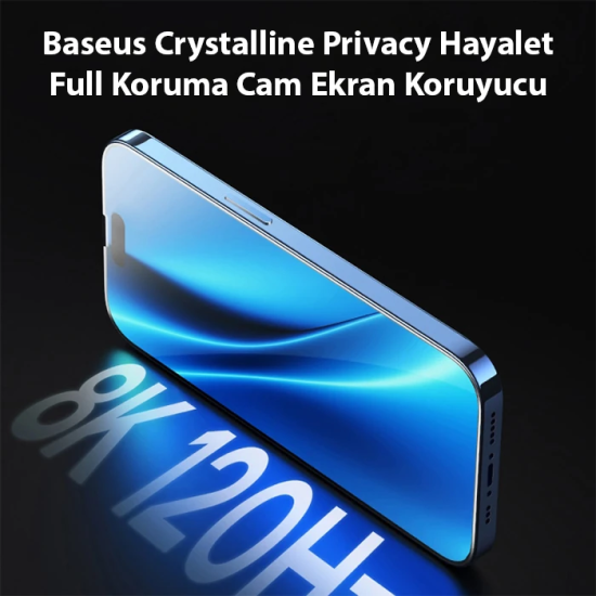Baseus Crystalline iPhone 15 Pro Max Privacy Hayalet Full Koruma Cam E