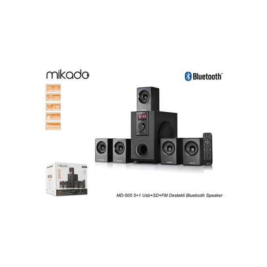 MIKADO MD-505 70W 5+1 Masaüstü FM/BT/SD/USB Siyah Kasa Speaker