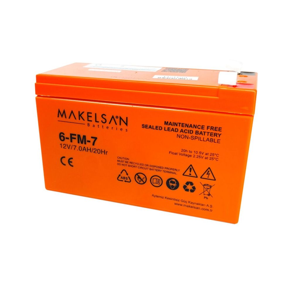MAKELSAN 12V 7Ah Bakımsız Kuru Akü. UPS için Uygundur.