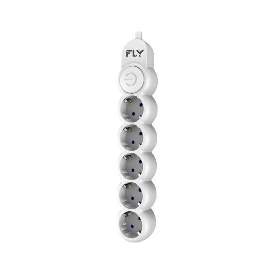 FLY 3394-01 5 Soket Akım Korumalı Priz 2.1A Anahtarlı 2Mt Kablo (Beyaz