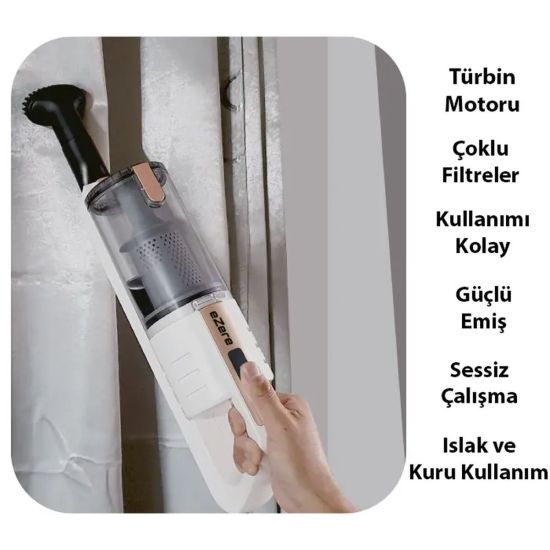 Ezere 15000pa LED Işıklı Kuru Islak Kullanım Kablosuz Güçlü El Araç-Ev