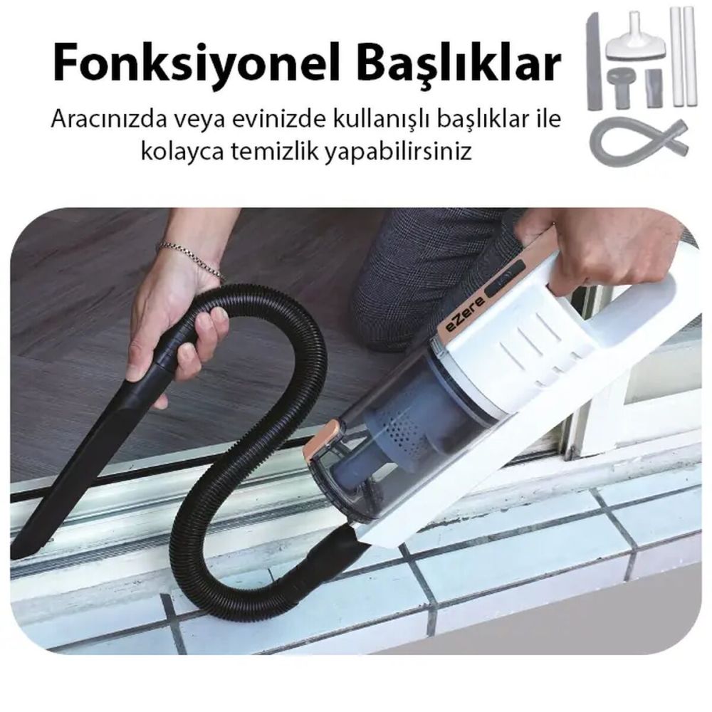 Ezere 15000pa LED Işıklı Kuru Islak Kullanım Kablosuz Güçlü El Araç-Ev