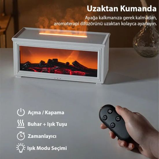 EZERE A4 Şömine Esintili Aromaterapi Difüzörü Ultrasonik Hava Nemlendi