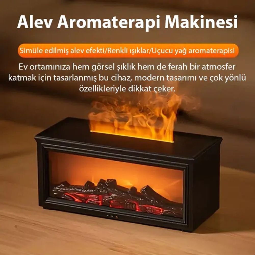 EZERE A4 Şömine Esintili Aromaterapi Difüzörü Ultrasonik Hava Nemlendi