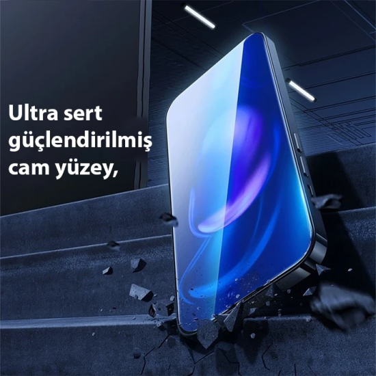 Baseus Crystal iPhone 15 Full Koruma Anti Mavi Işık Tempered Cam Ekran