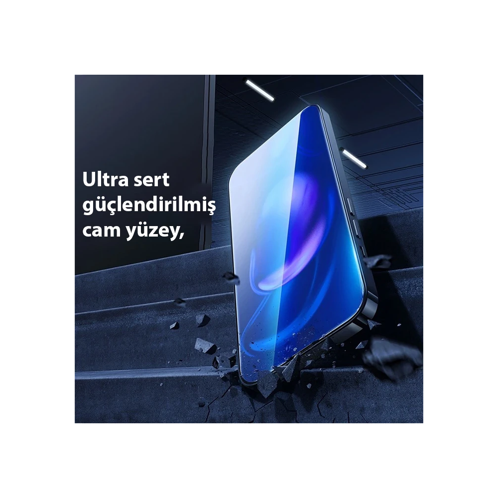 Baseus Crystal iPhone 15 Full Koruma Anti Mavi Işık Tempered Cam Ekran
