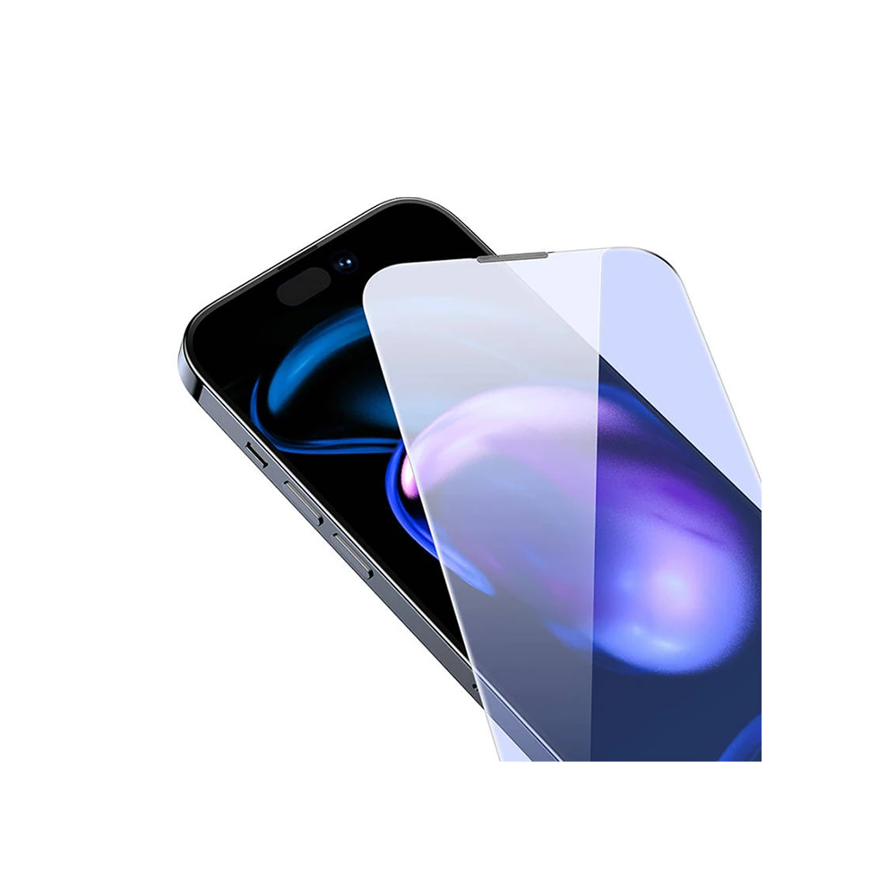 Baseus iPhone 15 Pro Full Koruma Anti Mavi Işık Tempered Cam Ekran Kor