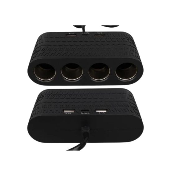Araç Çakmak Çoklayıcı 4 Çıkışlı 2 USB ve Type C Girişli Çok Fonksiyonl