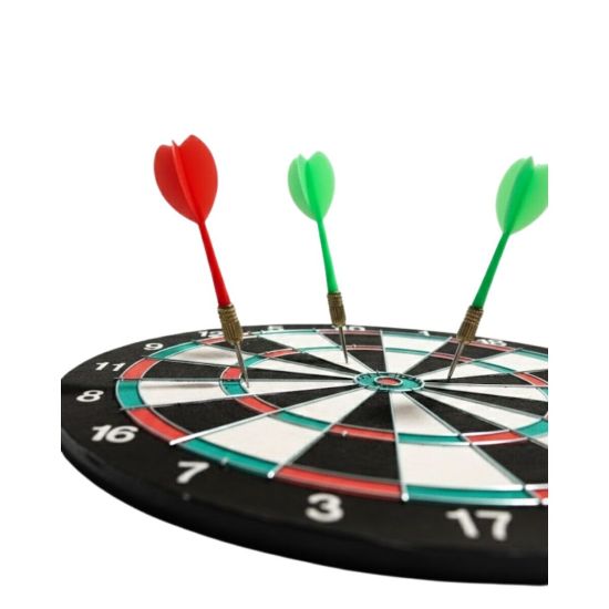 15 İnç Dart Tahtası 4 Metal Uçlu Dart Oku Dayanıklı Ahşap Gövde