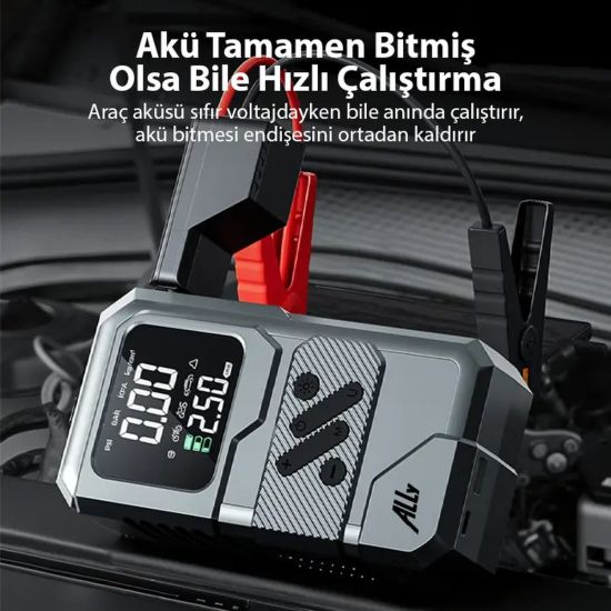 Ally ST-9654 Taşınabilir Göstergeli Araç Lastik Şişirme Ve Starter Akü