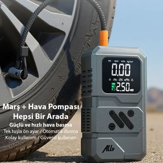 Ally ST-9654 Taşınabilir Göstergeli Araç Lastik Şişirme Ve Starter Akü