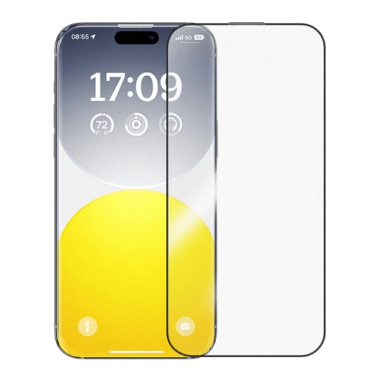 Baseus Crystalline iPhone 15 Pro için Parlama Önleyici Tempered Cam Ek