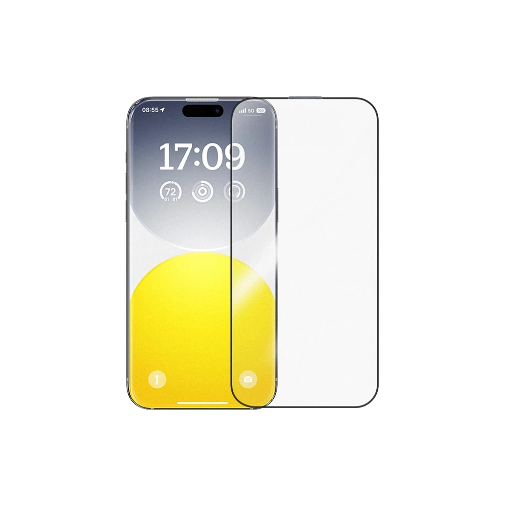 Baseus Crystalline iPhone 15 Pro için Parlama Önleyici Tempered Cam Ek