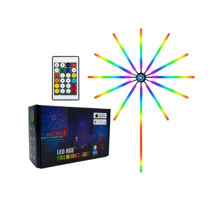 Akıllı RGB LED Havai Fişek Duvar Lambası Kumandalı ve Uygulama Kontrol