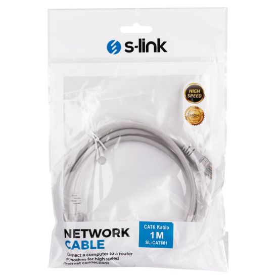 S-Link SL-CAT601YE CAT6 Patch 1Mt Kablo (Sarı)