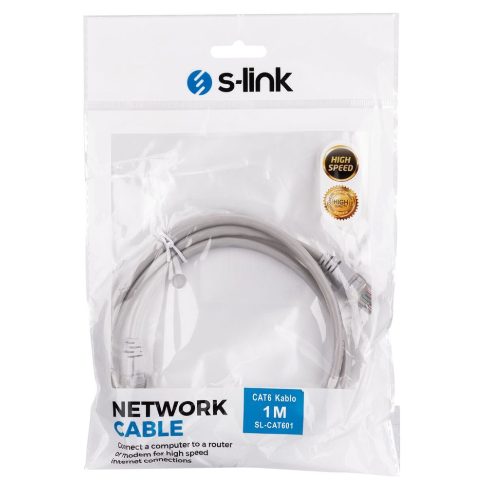 S-Link SL-CAT601YE CAT6 Patch 1Mt Kablo (Sarı)
